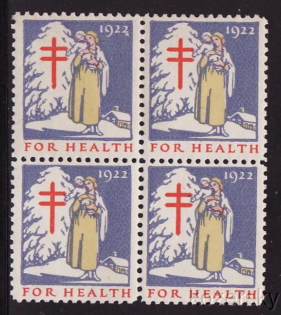 1922-1.6, WX30d, U.S. Christmas TB Seals, block of 4, VBg 