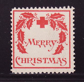 7-1, WX1, 1907 U.S. Red Cross Christmas Seal, Type 1, F, No Gum