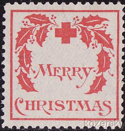   7-1.2, WX1, 1907 U.S. Red Cross Christmas Seal, Type 1.2, thin paper variety 