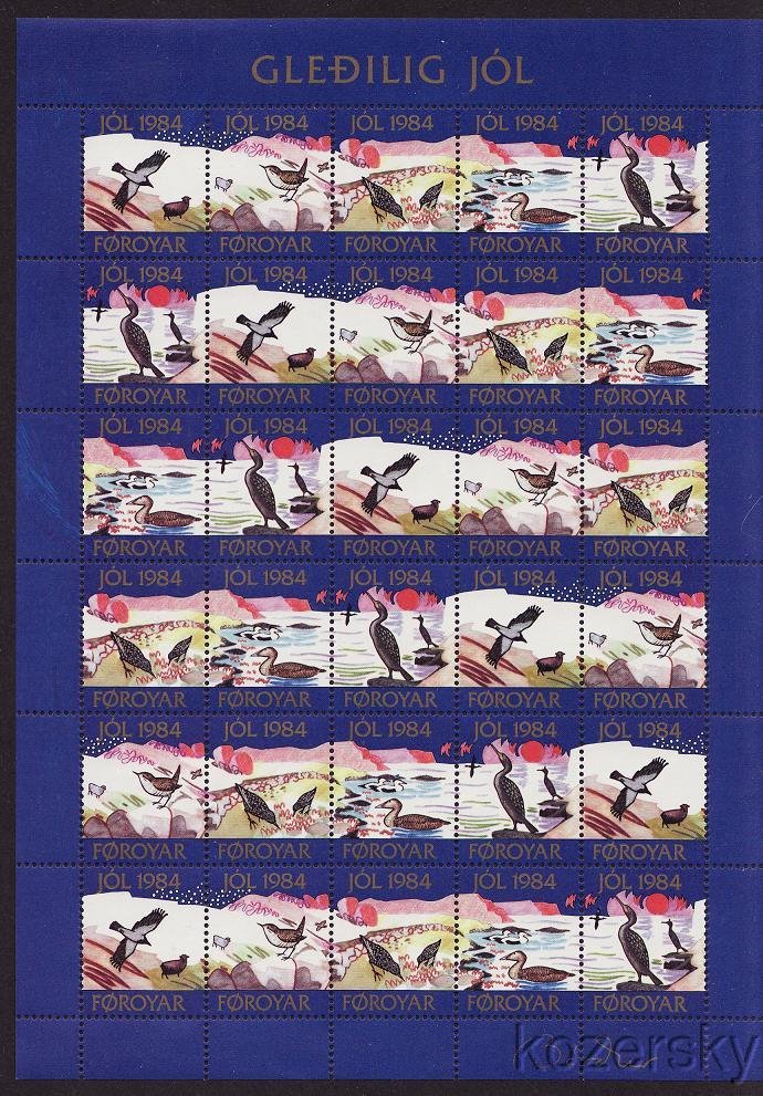 Faroe  9x, 1984 Faroe Islands TB Charity Seals Sheet