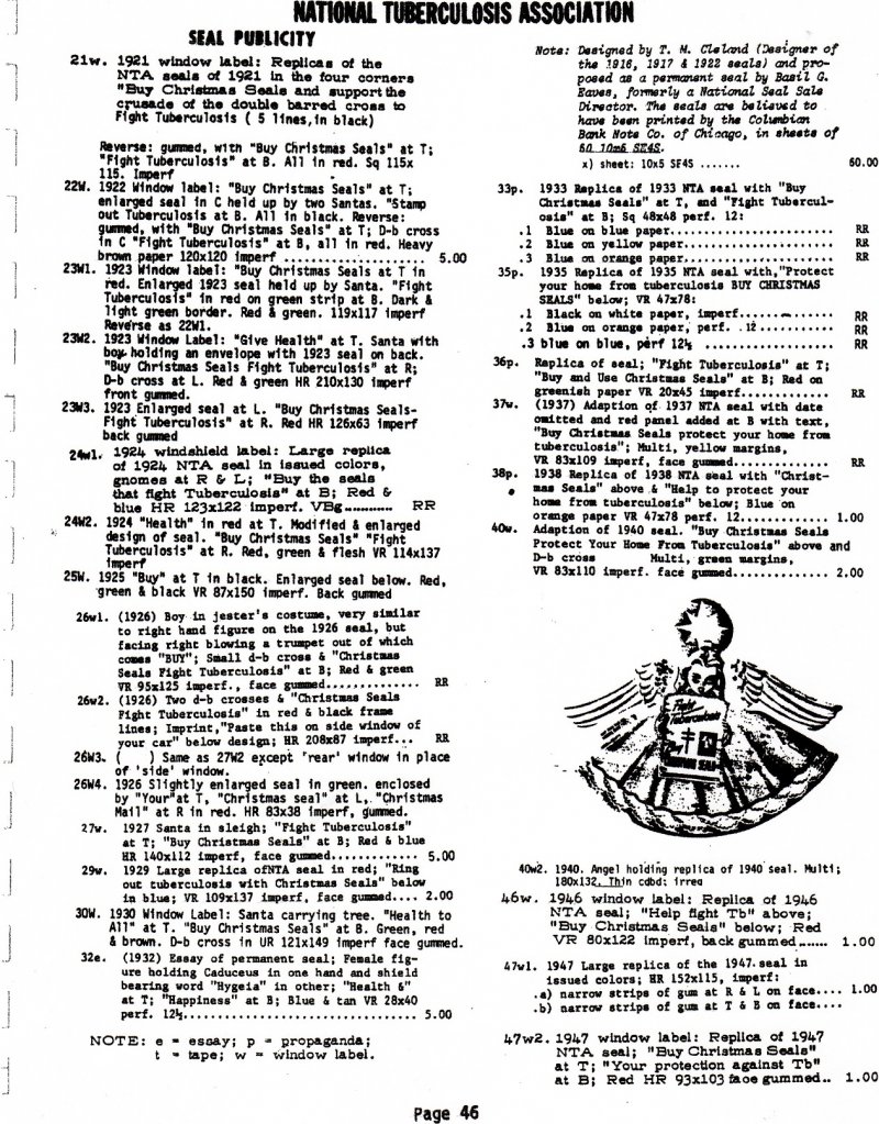 Green's Catalog, TB Seals of the World, Part 2, U. S. Local TB Christmas Charity Seals, 1983 ed, page 46