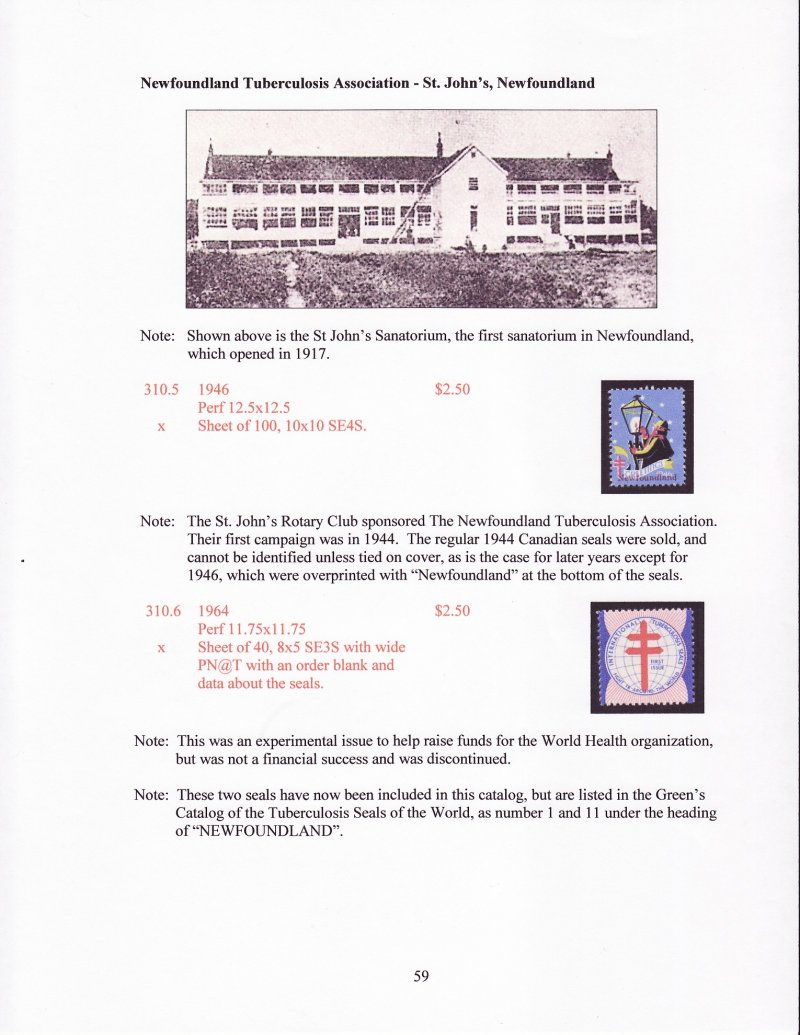 Green's Catalog, Canada Local TB Charity Seals, 2011 ed., CD, page 59