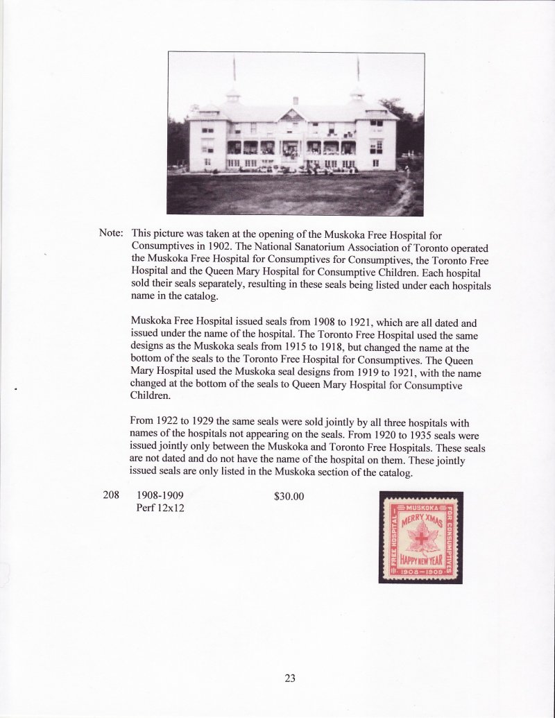 Green's Catalog, Canada Local TB Charity Seals, 2011 ed., CD, page 23