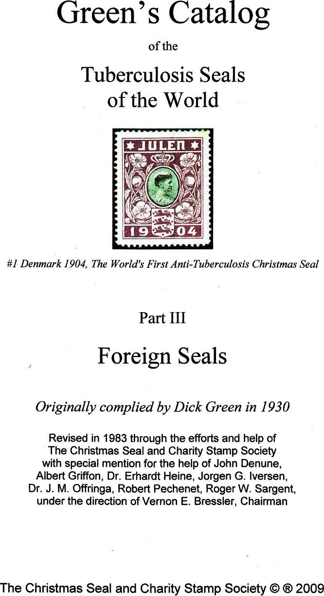 Green's Catalog, Foreign TB Charity Seals, Part 3, 1983 ed., CD