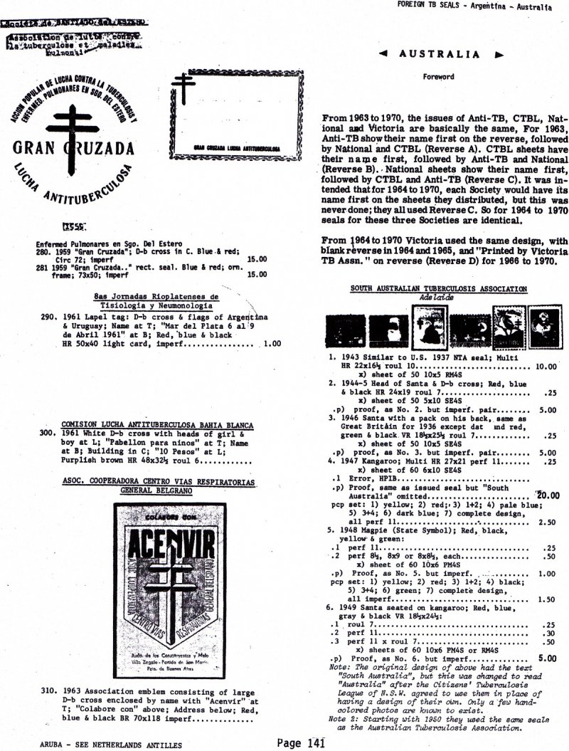 Green's Catalog, Part 3, Foreign TB Charity Seals, 1983 ed., page 141