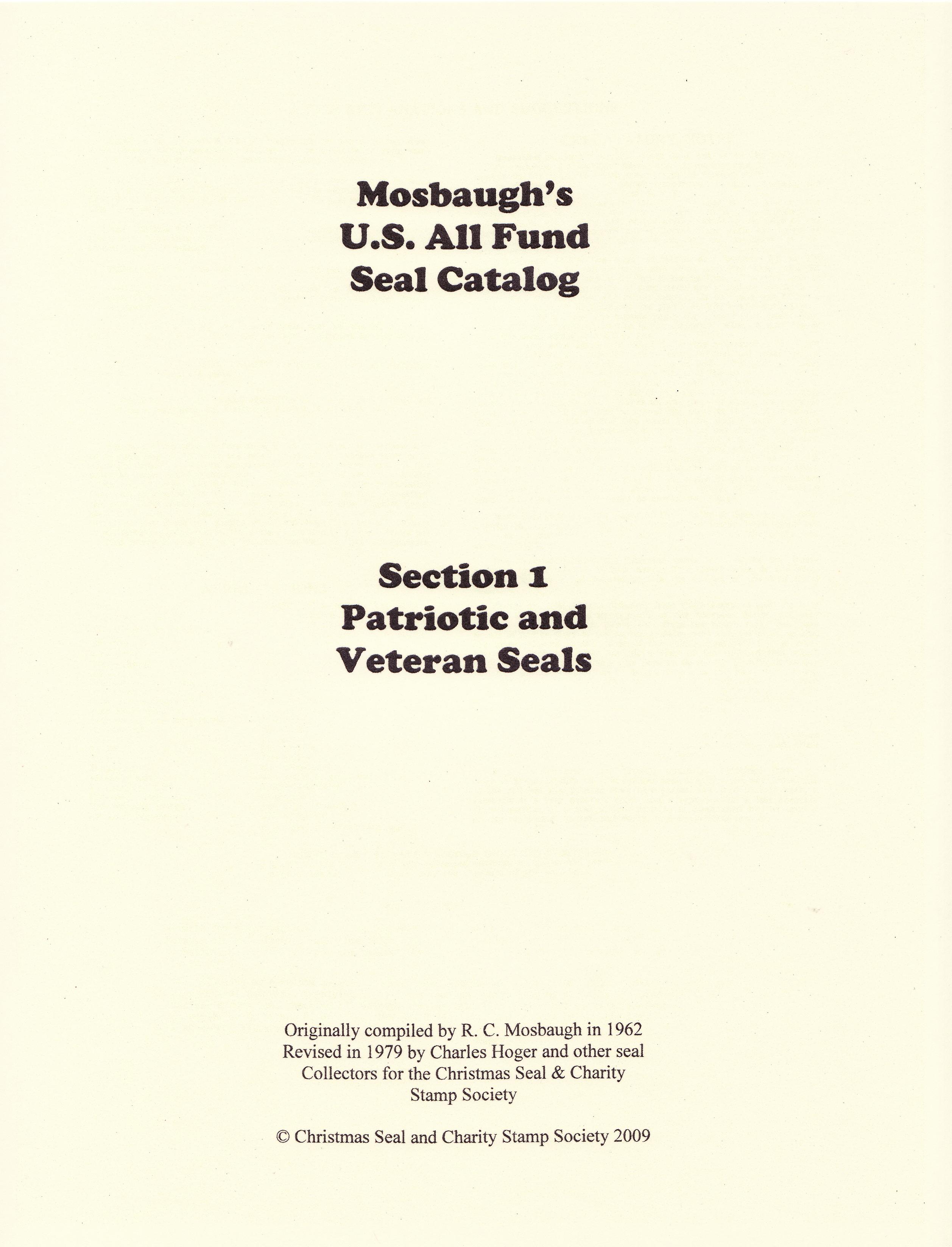 Mosbaugh's Catalog, Sec.  1, Patriotic & Veteran's Charity Seals, Rev. 1979