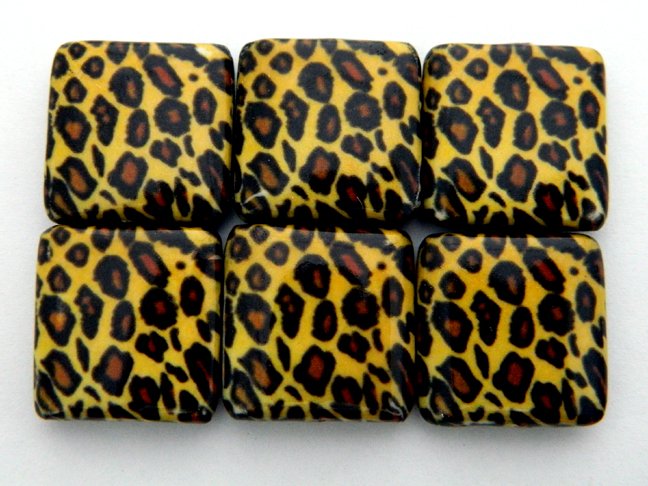 Decoupage Leopard Skin Design Wood Beads
