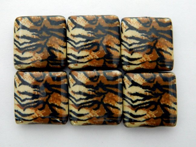 Decoupage Leopard Skin Design Wood Beads