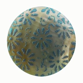 Blue Flowers Emboss-Painted MOP Buttons