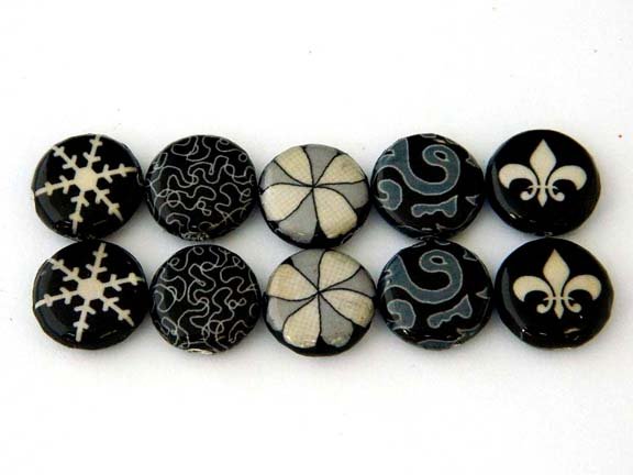 15x5mm Black and White Designs Decoupage Beads