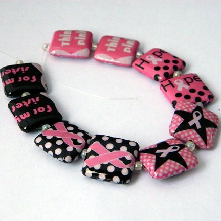 Breast Cancer Awareness, Decoupage Beads, Hope, for my sister