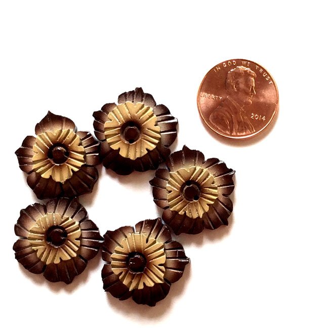 Coco Buttons, 20mm, BROWN Painted, priced for 5 pcs