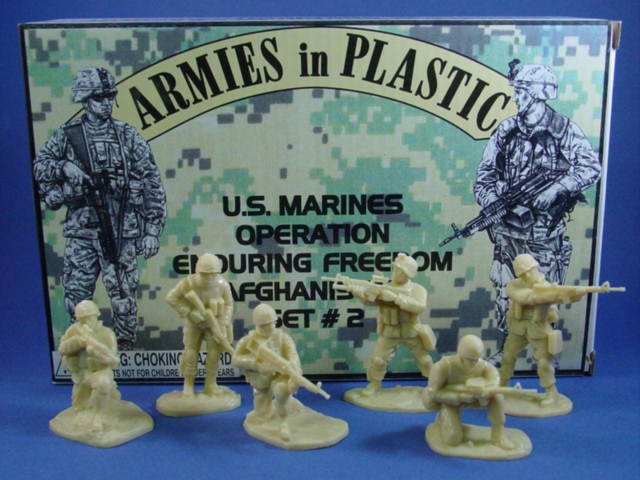 Armies in Plastic 54mm US Marines Afghanistan 18 figures in 6 poses cast in light tan/sand 