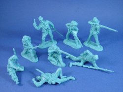 6 Dulcop American Indians on foot Six 54mm unpainted plastic toy soldiers 