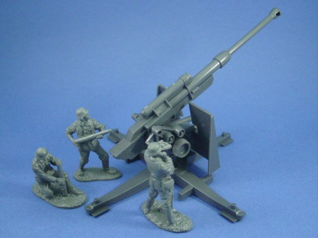 BRITAINS SUPER DEETAIL Toy Soldiers WWII German Officer w 88 Cannon FREE SHIP 