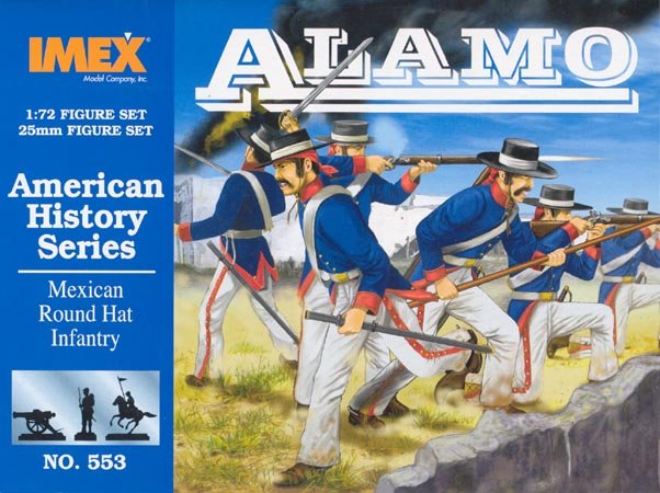54MM IMEX Alamo Mexican Toy Soldiers w/ Presidio Hats 12 in 7 poses 