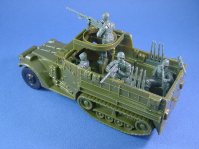 Halftrack Marx Vintage WWII U.S and reissue seated Toy Soldiers 