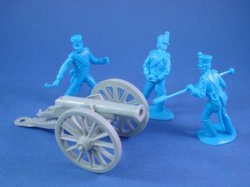 Alamo/Napoleonic 12lb cannon with 3 man crew in red-Classic Toy Soldiers-CTS 