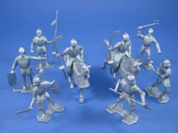 Silver plastic  54mm 1960s-1970s Marx Medieval Knight w/lance 