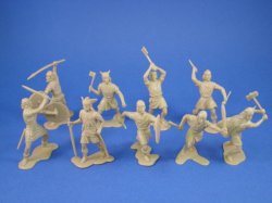 54mm unpainted soft plastic figures in tan color 25 Marx Recast Vikings 