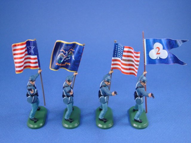 Classic Toy Soldiers American civil war flags X 11,fold and stick type 4" X 2"
