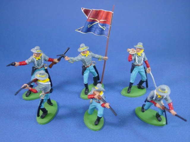 Britains Deetail DSG 7th Cavalry Toy Soldiers in Gray Blouse and Blue Trousers