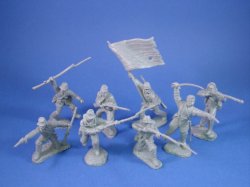 Dulcop American Indians on foot Six 6 54mm unpainted plastic toy soldiers 
