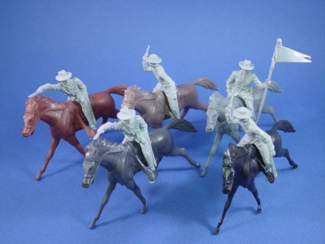 Marx reissue 54mm Civil War Confederate Cavalry Toy Soldiers w/horses 