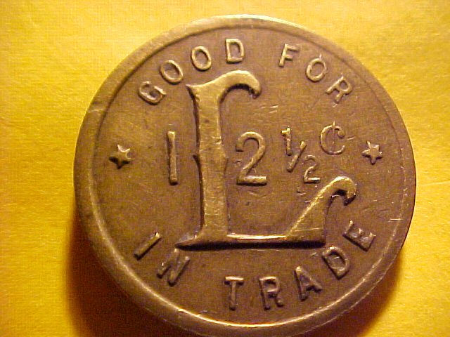 (Great Falls, Montana) L (Luther^s Liquor) 12 1/2c Token - Unlisted