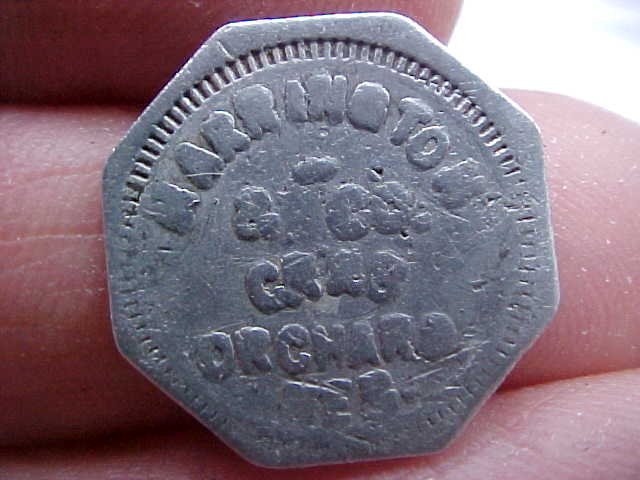 Crab Orchard, Nebraska Token HARRINGTON & CO * 5¢ * genral store 1898