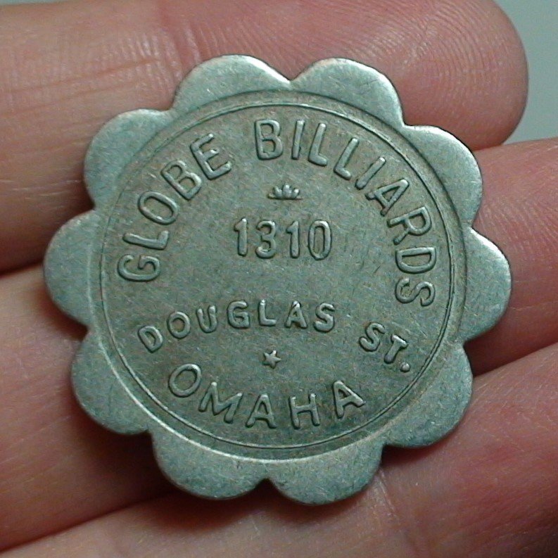 Omaha, (Nebraska) Token GLOBE BILLIARDS 25¢