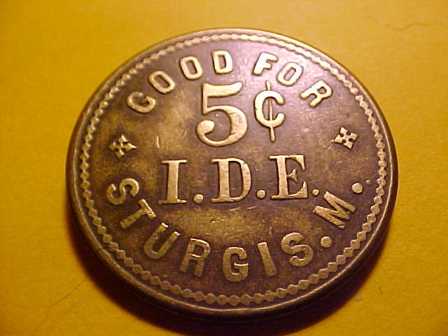 Sturgis, Montana Territory I.D.E. 5c BB8a Pool Table Token Unlisted-Rare-Rare
