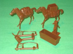 Marx Recast Pair Of Pack Horses, Supplies, And Accessories