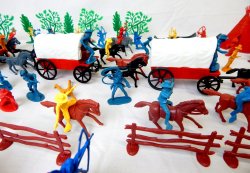 TSD Wild West Cowboys Indians Wagon Ambush Custom Playset Over 150 Pcs NEW! 