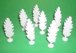 Set Of 8 White Plastic Flat Style Trees