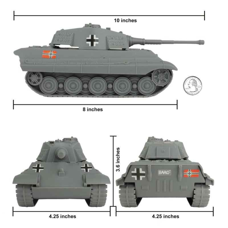 Image 2 of BMC World War II Plastic German Grey Tiger Tank