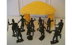 MPC Recast Native Village Hut And Warriors Figures Set