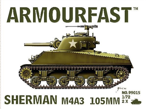 Armourfast 1/72 Scale M4A3 105MM SHERMAN TANK Model Kit Contains 1  Model 