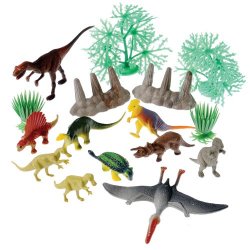 Prehistoric Dinosaurs And Landscape Plastic 16 Pc Set