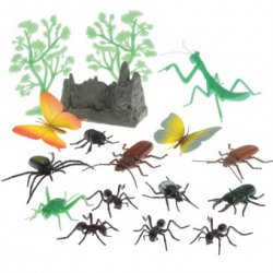 Insect And Landscape Plastic 17 Piece Plastic Figures Set