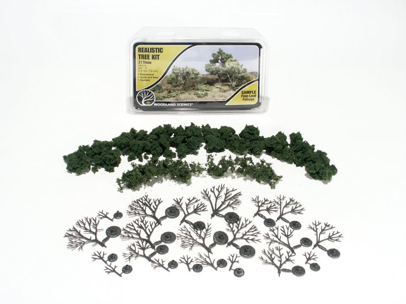 Woodland Scenics Tree Kit Deciduous Medium Green 3/4" - 3" (21) 1111