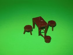 Marx Recast ACW Western Plastic Table, Stools, Drum Set