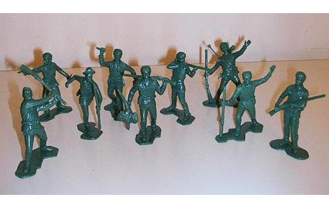 Image 0 of  Marx Recast Green Rogers Rangers Boonesboro Pioneers Plastic Figures Set