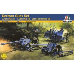 Italeri WWII 1/72 German Gun Set: Pak 37, Pak 40, Flak 38 7026