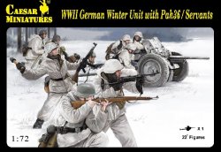 Caesar Miniatures 1/72 WWII German Winter Unit Troops w/Pak 36 Gun CMF97