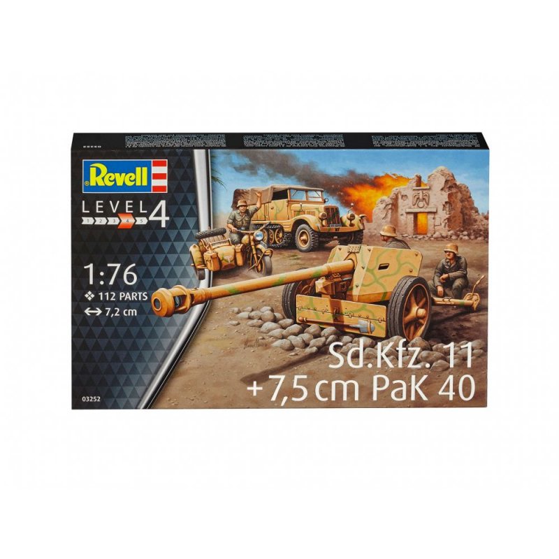 Image 0 of Revell 1/76th Scale WWII German SD KFz. 11 & Pak 40 Plastic Model Kit 3252