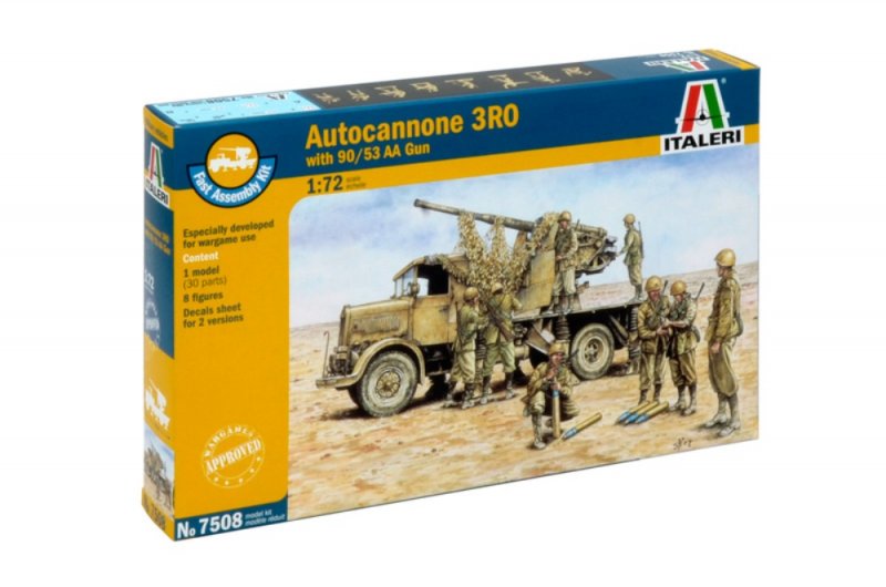 Image 0 of Italeri 1/72nd Scale WWII Autocannon 3Ro w/ AA Gun Fast Model Kit 7508