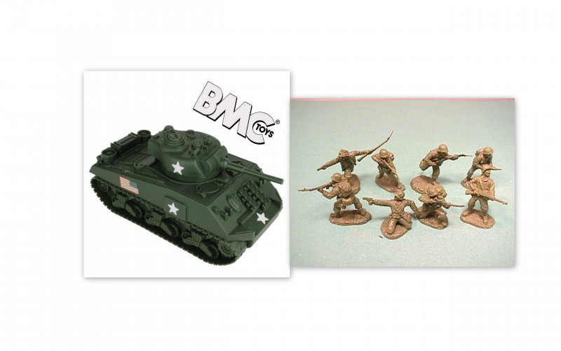 Image 0 of BMC 1/32nd Scale WWII US Sherman Tank And TSSD American Soldiers Bundle 