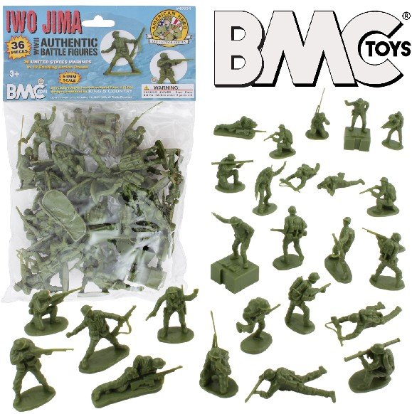 Image 0 of BMC 54mm Iwo Jima WWII US Marines Plastic Figures Set 40034 