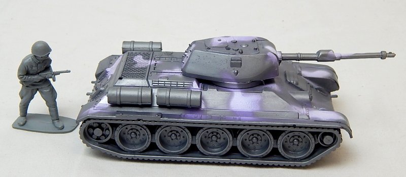 Image 2 of World War II Russian T-34 Style Grey Camo Plastic Tank